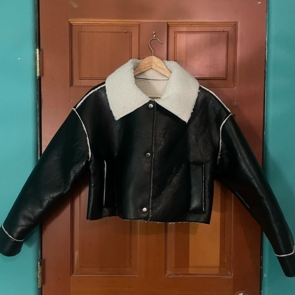 COPY - Winter Fur Integrated Lapel crop coat NWOT